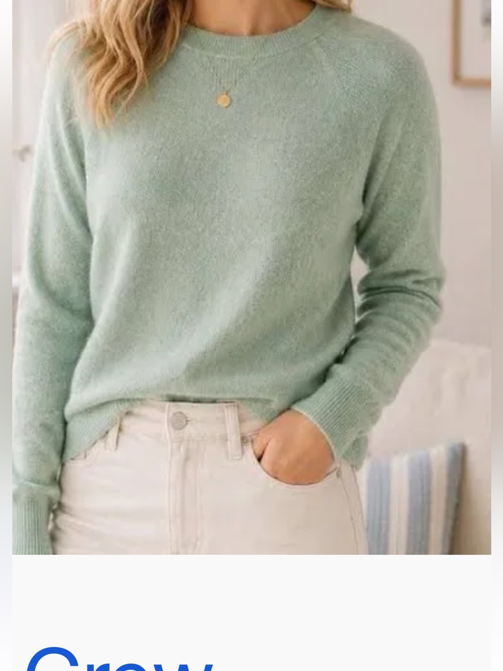 J.Crew Mint Green Cashmere Crewneck Sweater S